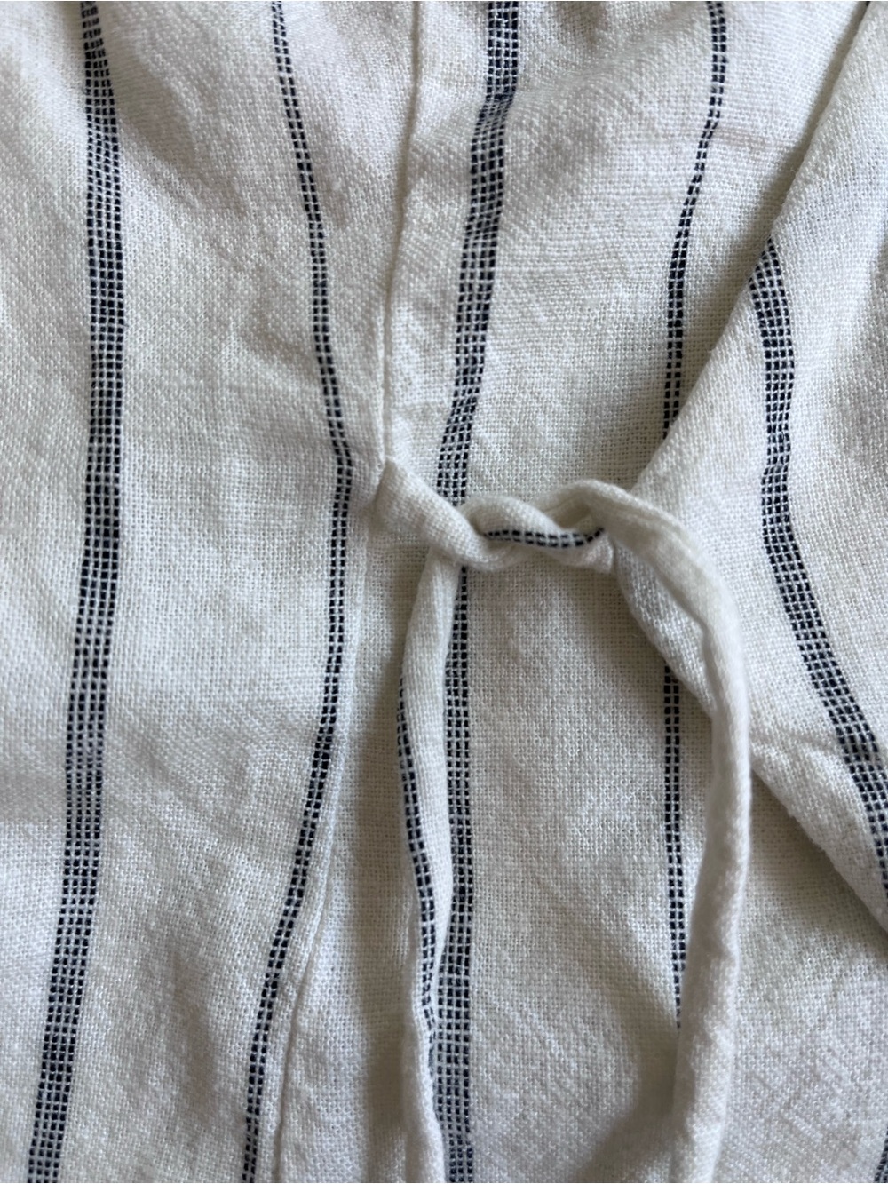 Linen Striped Sleeveless Wrap Top - Off-White with Black Stripes - Picture 7 of 8